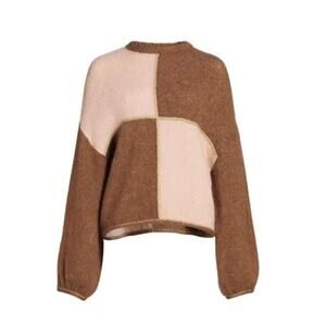 byTiMo Brown & Beige Golden Knit Colorblock Pullover Sweater Size Small